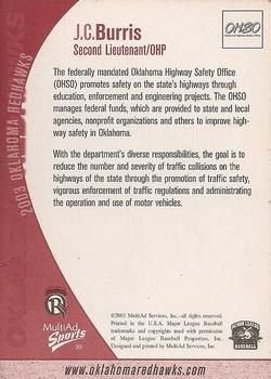2003 MultiAd Oklahoma RedHawks #25 J.C. Burris Back