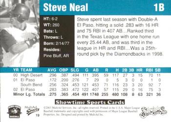 2003 MultiAd Tucson Sidewinders #19 Steve Neal Back