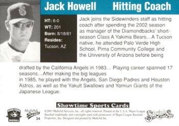 2003 MultiAd Tucson Sidewinders #34 Jack Howell Back