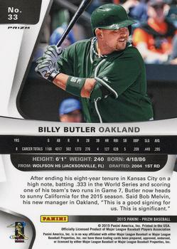 2015 Panini Prizm - Blue Baseball Prizms #33 Billy Butler Back