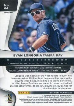 2015 Panini Prizm - Blue Baseball Prizms #64 Evan Longoria Back