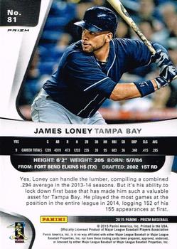 2015 Panini Prizm - Blue Baseball Prizms #81 James Loney Back