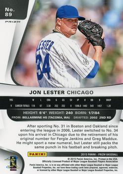 2015 Panini Prizm - Blue Baseball Prizms #89 Jon Lester Back