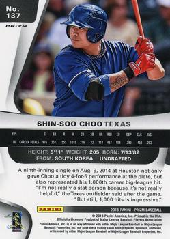 2015 Panini Prizm - Blue Baseball Prizms #137 Shin-Soo Choo Back