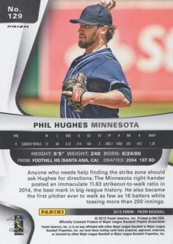 2015 Panini Prizm - Red Baseball Prizms #129 Phil Hughes Back