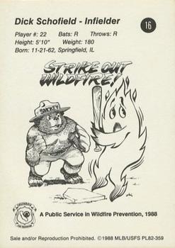 1988 California Angels Smokey #16 Dick Schofield Back