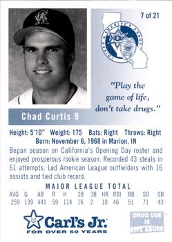1993 California Angels Police #7 Chad Curtis Back