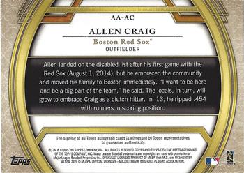 2015 Topps Tier One - Acclaimed Autographs #AA-AC Allen Craig Back
