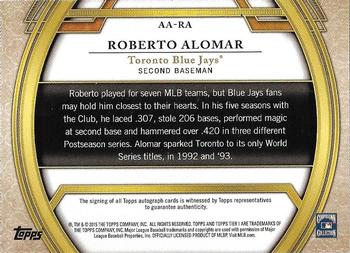 2015 Topps Tier One - Acclaimed Autographs #AA-RA Roberto Alomar Back