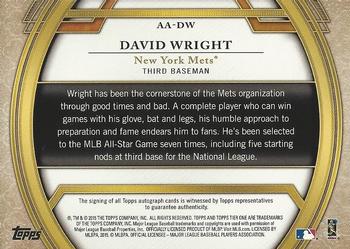 2015 Topps Tier One - Acclaimed Autographs Silver Ink #AA-DW David Wright Back