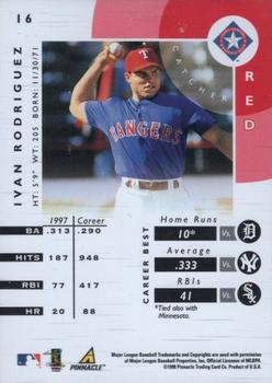 1998 Pinnacle Certified Test Issue - Mirror Red Test Issue #16 Ivan Rodriguez Back