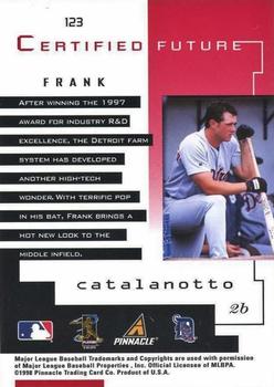 1998 Pinnacle Certified Test Issue - Mirror Red Test Issue #123 Frank Catalanotto Back