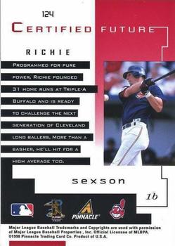 1998 Pinnacle Certified Test Issue - Mirror Red Test Issue #124 Richie Sexson Back