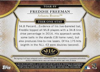 2015 Topps Tier One - Autographed Relics #TOAR-FF Freddie Freeman Back