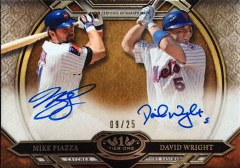 2015 Topps Tier One - Dual Autographs #DA-PW David Wright / Mike Piazza Front