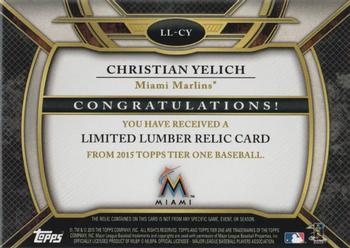 2015 Topps Tier One - Limited Lumber #LL-CY Christian Yelich Back