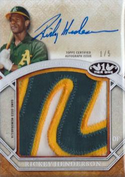 2015 Topps Tier One - Prodigious Patches Autographs #PPAR-RH Rickey Henderson Front