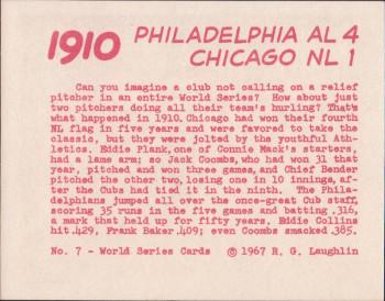 1967 Laughlin World Series #7 1910 Cubs vs A's Back