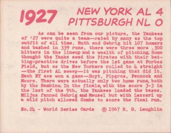 1967 Laughlin World Series #24 1927 Yanks vs Pirates Back