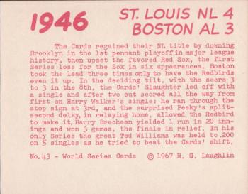 1967 Laughlin World Series #43 1946 Cardinals vs Red Sox Back