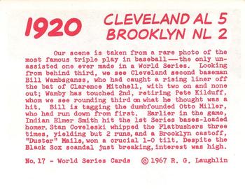 1967 Laughlin World Series #17 1920 Indians vs Dodgers Back