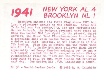1967 Laughlin World Series #38 1941 Dodgers vs Yanks Back