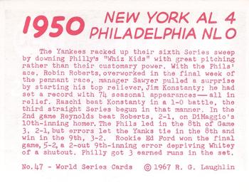 1967 Laughlin World Series #47 1950 Phils vs Yanks Back