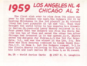 1967 Laughlin World Series #56 1959 White Sox vs Dodgers Back
