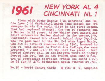 1967 Laughlin World Series #58 1961 Reds vs Yanks Back