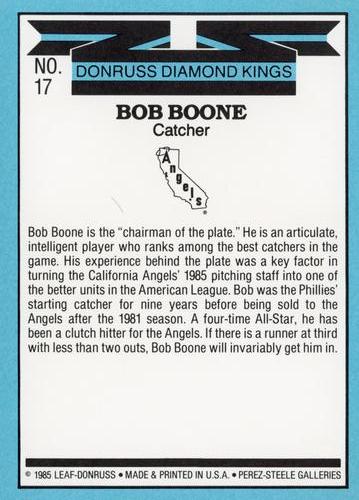 1986 Donruss - Super Diamond Kings #17 Bob Boone Back