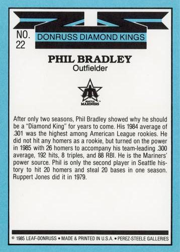 1986 Donruss - Super Diamond Kings #22 Phil Bradley Back