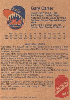 1988 New York Mets Junior Mets Club #NNO Gary Carter Back