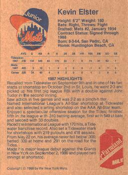 1988 New York Mets Junior Mets Club #NNO Kevin Elster Back