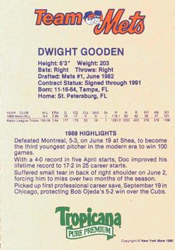 1990 Team Mets Club New York Mets  #NNO Dwight Gooden Back