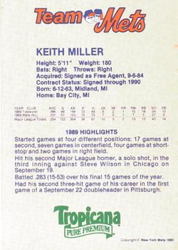 1990 Team Mets Club New York Mets  #NNO Keith Miller Back