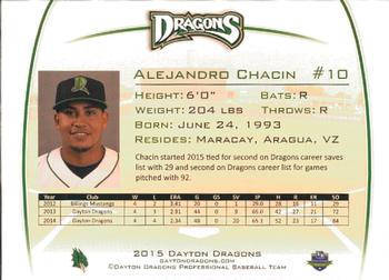 2015 Dayton Dragons #NNO Alejandro Chacin Back