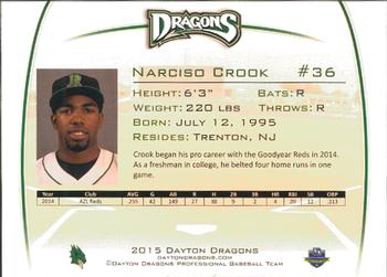 2015 Dayton Dragons #NNO Narciso Crook Back