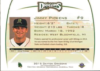 2015 Dayton Dragons #NNO Jimmy Pickens Back