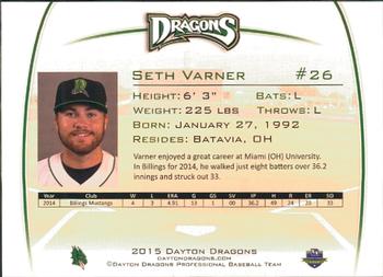 2015 Dayton Dragons #NNO Seth Varner Back