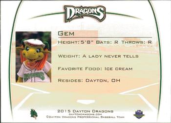 2015 Dayton Dragons #NNO Gem Back