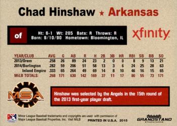 2015 Grandstand Arkansas Travelers #NNO Chad Hinshaw Back