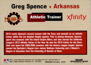 2015 Grandstand Arkansas Travelers #NNO Greg Spence Back