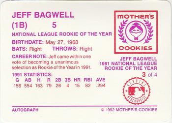 1992 Mother's Cookies Jeff Bagwell #3 Jeff Bagwell Back