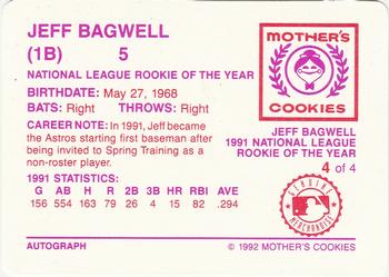 1992 Mother's Cookies Jeff Bagwell #4 Jeff Bagwell Back