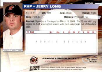 2003 Choice Bangor Lumberjacks #09 Jerry Long Back