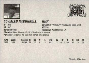 2003 Batavia Muckdogs #16 Caleb McConnell Back