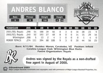 2003 Grandstand California-Carolina League All Stars #NNO Andres Blanco Back