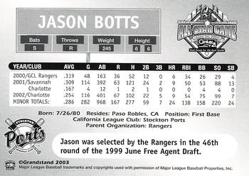 2003 Grandstand California-Carolina League All Stars #NNO Jason Botts Back