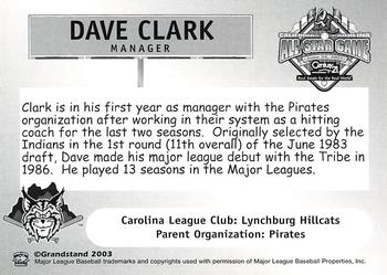 2003 Grandstand California-Carolina League All Stars #NNO Dave Clark Back
