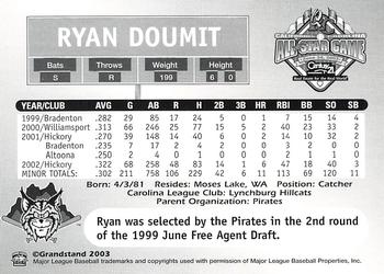 2003 Grandstand California-Carolina League All Stars #NNO Ryan Doumit Back